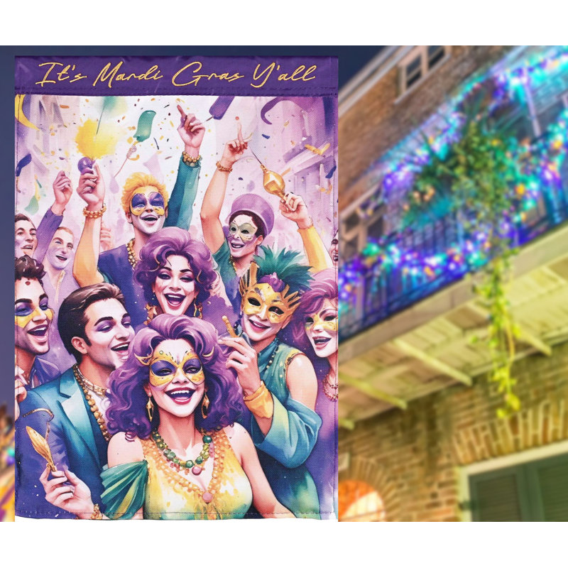 Drapeau de jardin «It Is Mardi Gras Y'All Party»