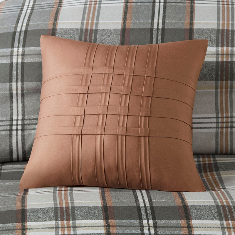 Tan and Gray Plaid Twin/Twin XL Microfiber Comforter Set