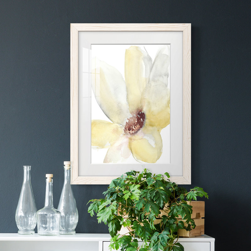 Cadre mat Lush Flower II - prêt à accrocher, H 44 po x l 31 po x P 1 po, Cadre blanc