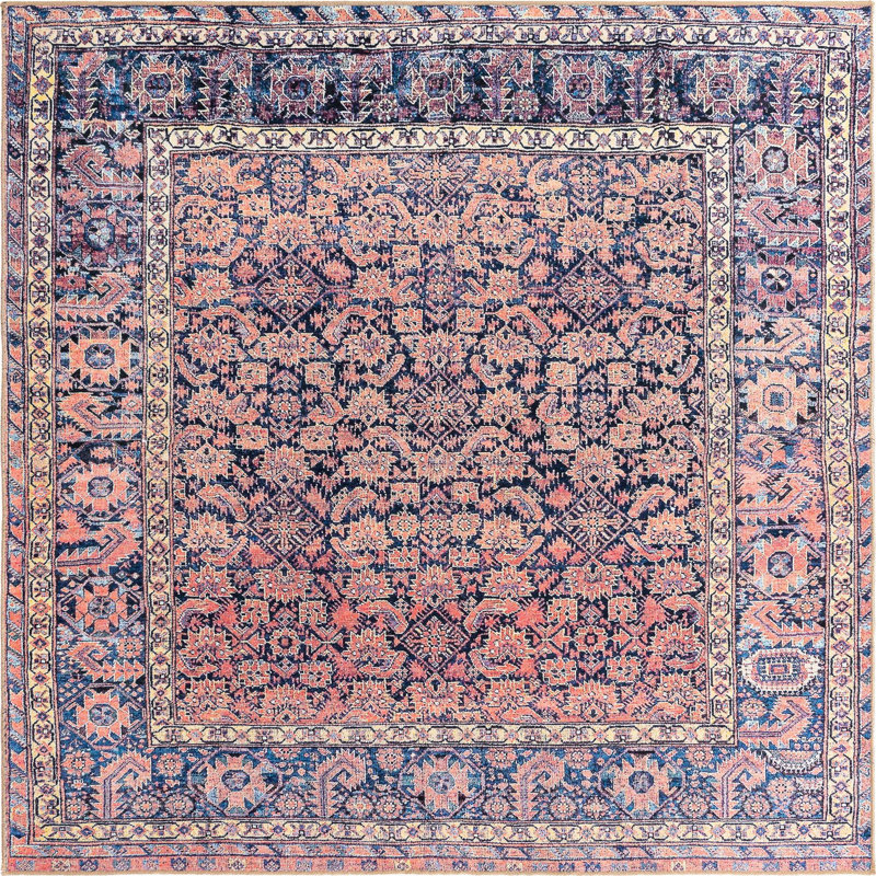 Amilio Chenille Oriental Indoor Rug, Square 7'6" x 7'6"