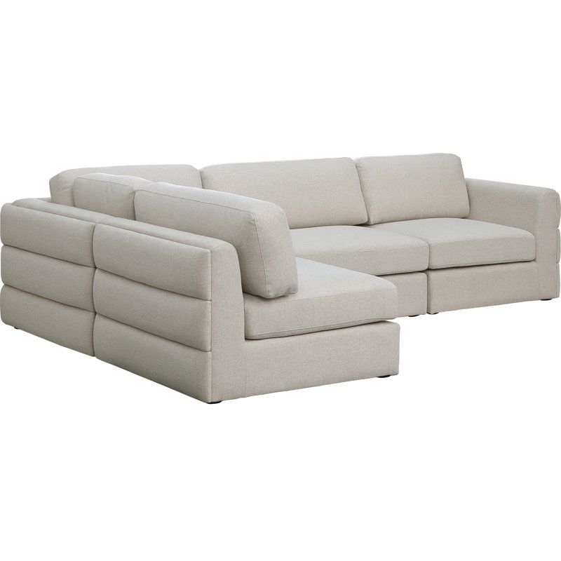 Canapé modulaire réversible de 114 po de largeur Howardine, Tissu beige texturé en lin