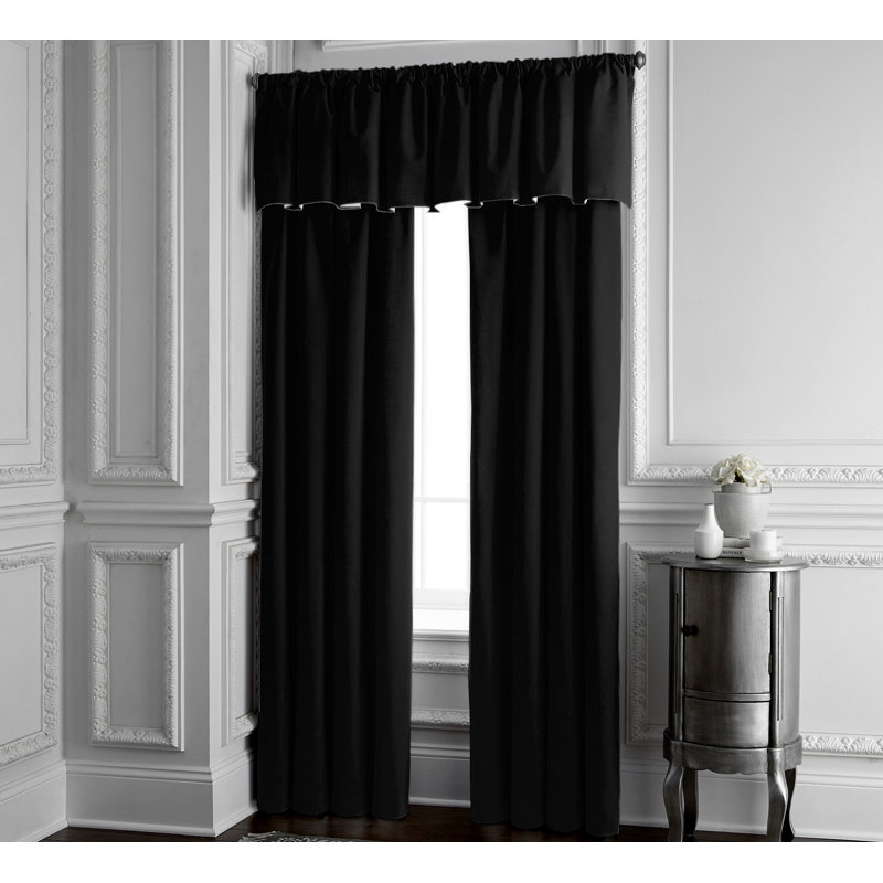 Lateeva Solid Room Darkening Rod Pocket Single Curtain Panel, Black, 50" W x 84" L