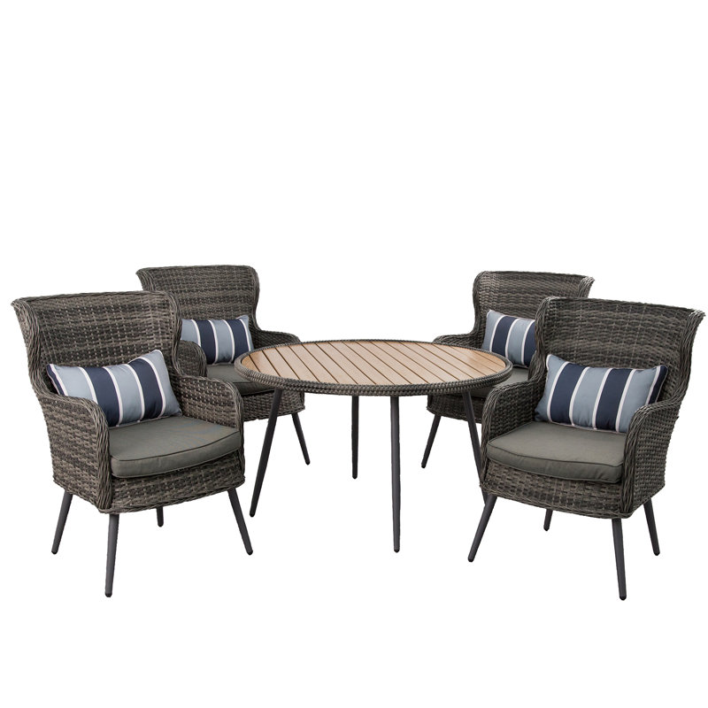 Curnow Rattan Wicker 4 - Person Seating Group with Cushions