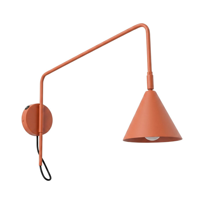 Steel Flush Mounted Sconce, Wall lamp NOX 1 red ochre with a switch, Red Ochre, 1 Light