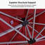 Parasol carré déporté de 120 pouces avec base à roulettes, rouge-458199435-458199436