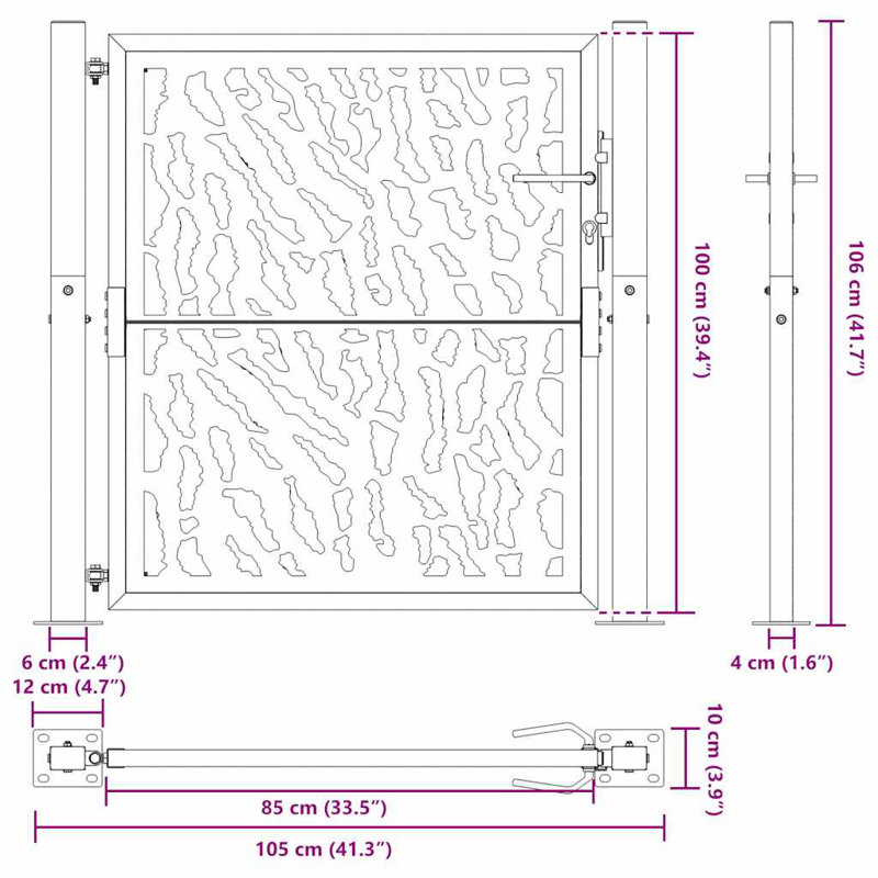 Weathering Steel Gate, 105 x 106 cm, Black