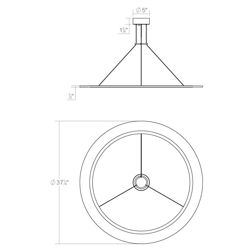 Arctic Rings 1 - Light LED Unique/Statement Pendant, Satin Black, 0.5" H x 37.5" W x 37.5" D