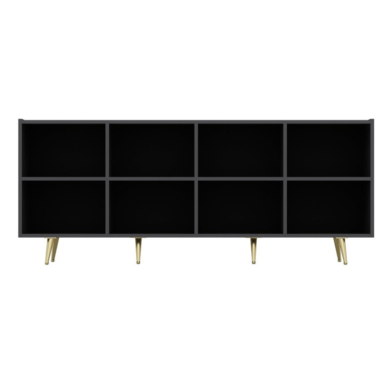 Console moderne de couleur anthracite 70,9 po x 29,5 po x 18,5 po | 100% panneau de particules enduit de mélamine, épaisseur: 0,7 pouce | Conception géométrique élégante, parfaite pour le vestibule, le salon et les espaces contemporains