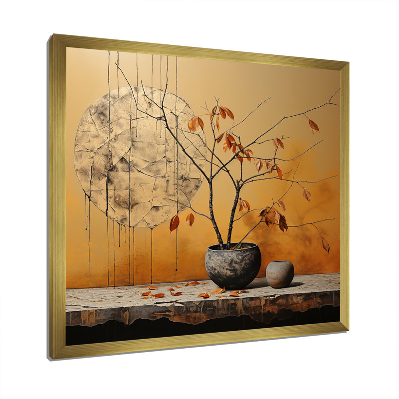 «Bronze Leaf Potteries» sur impression sur toile, Cadre doré simple, H 24 po x l 24 po x P 1 po