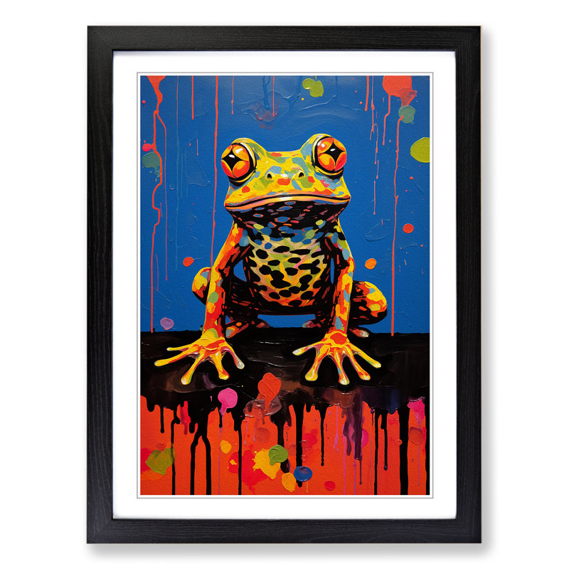 Frog Expressionism No.2 - Framed Print, 64cm H x 46cm W x 2cm D, Black