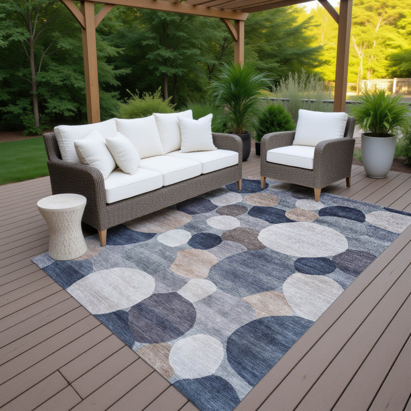 Machine Washable Indoor/Outdoor Jozwiak ACN2375 Geometric Rug, Rectangle 5' x 7'6"