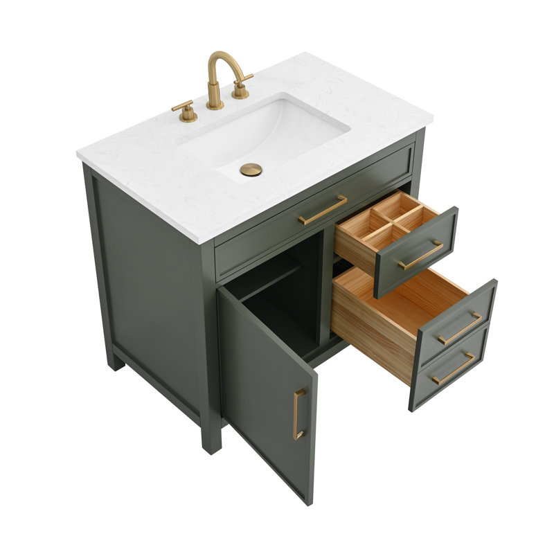 Wenniah 36" Single Vanity, Vintage Green/Brushed Bronze