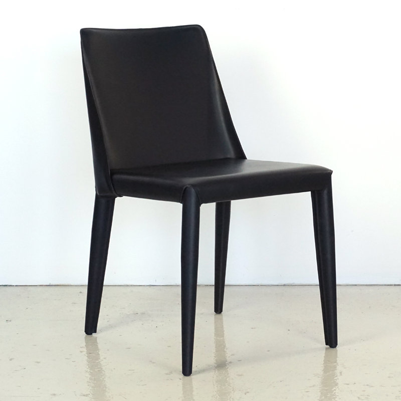 Greysi Leather Upholstered Dining Chair, Black