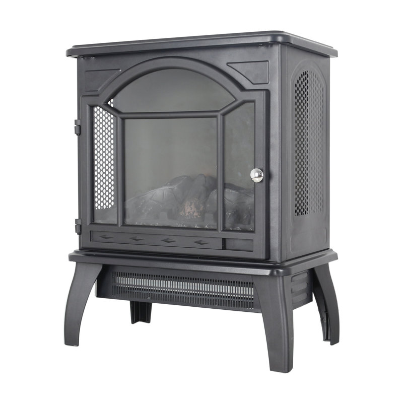 18''W Electric Fireplace Stove With Remote Control, Brown