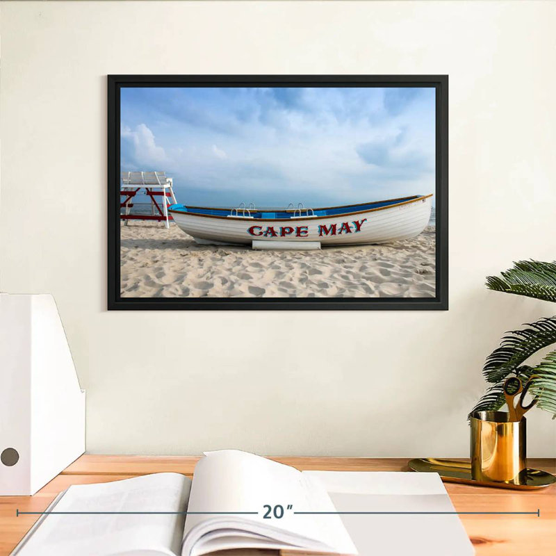 Bateau au cap May, Cadre flottant noir, 13 po x 9 po