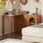 Retro Solid Wood Dressing Table and Cabinet with Extendable Dressing Table