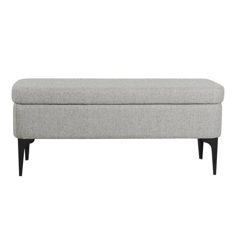 Ameelya Upholstered Storage Bench, Gray Basketweave