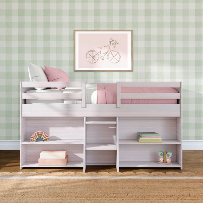 Lit mezzanine simple en bois massif Decimus, Blanc