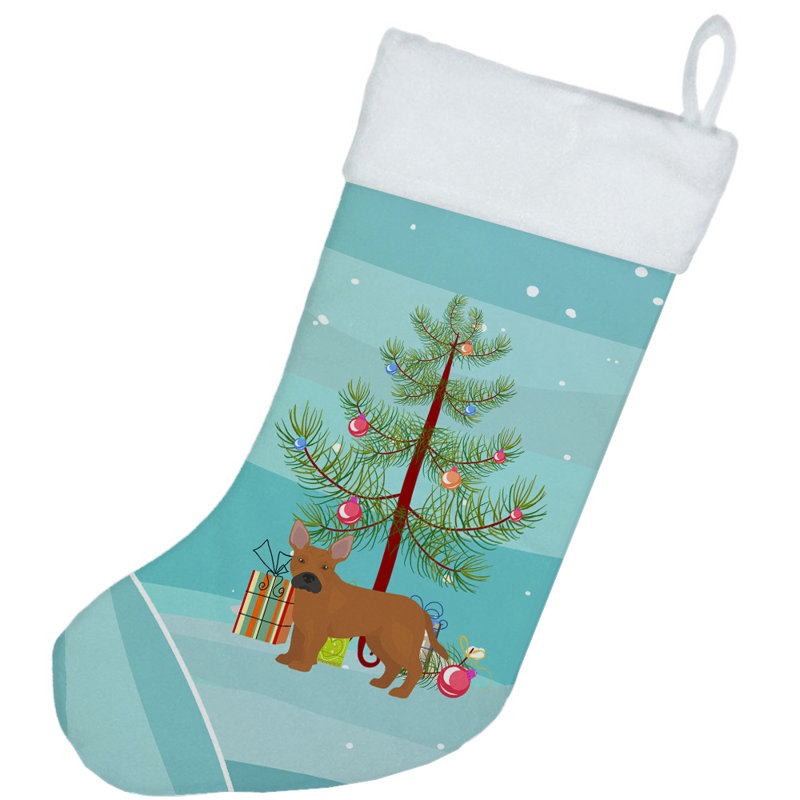 Chaussette de noël joyeux de noël, Bouledogue français brun