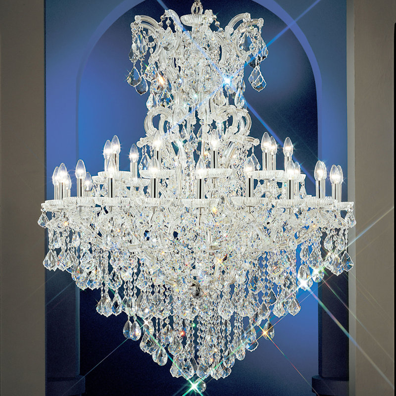 Lustre à 31 lumières de style bougie Falson, Chrome, Crystalique