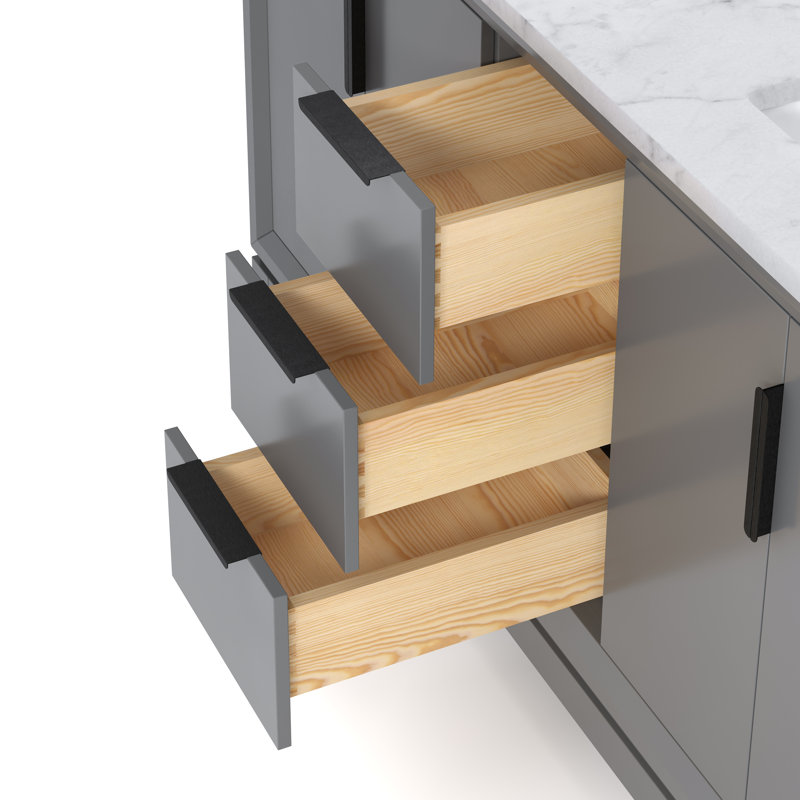 Elizabeth 60" Double Bathroom Vanity Set with Mirror, Cashmere Gray, Hook