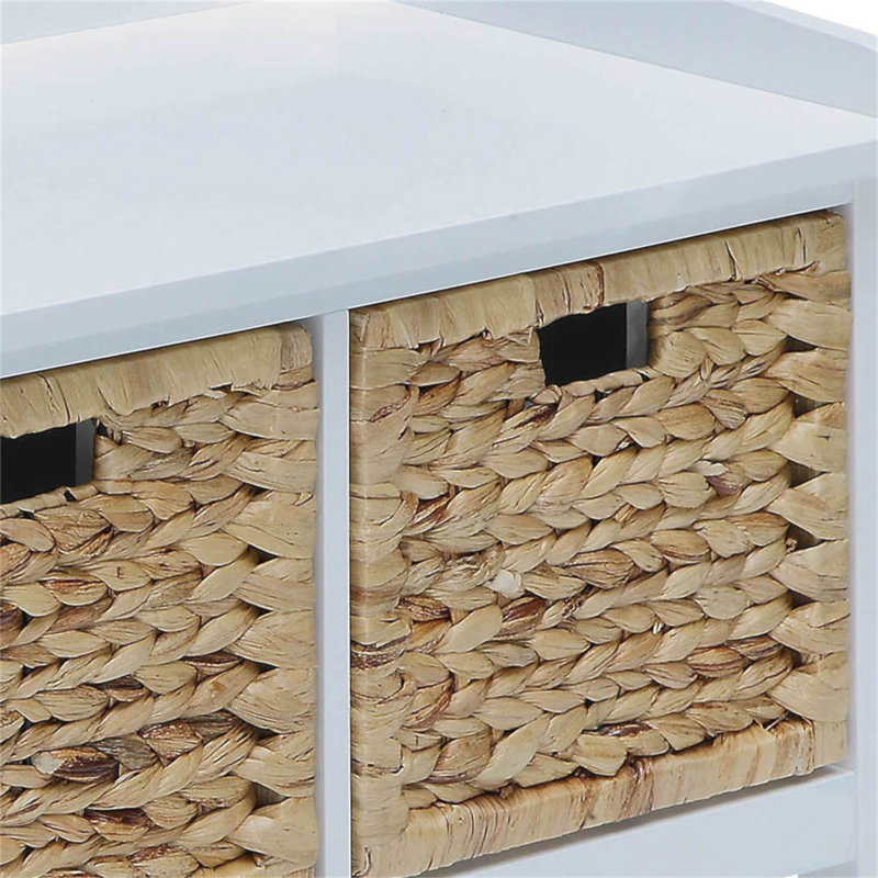 Banc beige et blanc avec 3 tiroirs, Blanc