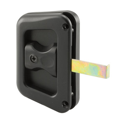 Poignée de porte moustiquaire FHC A187, poignée en plastique et matériau de loquet en acier, trou central de 3 po, conception sans poignée, finition noire, paquet de 1