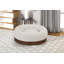 Lit apaisant moderne pour chat, 71 cm L x 71 cm l x 20 cm H, en tissu beige moelleux, avec cadre en bois massif.