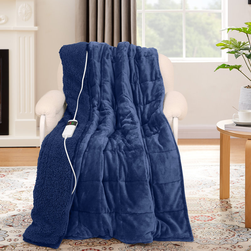 Couverture chauffante Sherpa, Jeté, Bleu marine