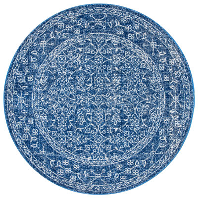 Tapis oriental bleu foncé / blanc Utterback