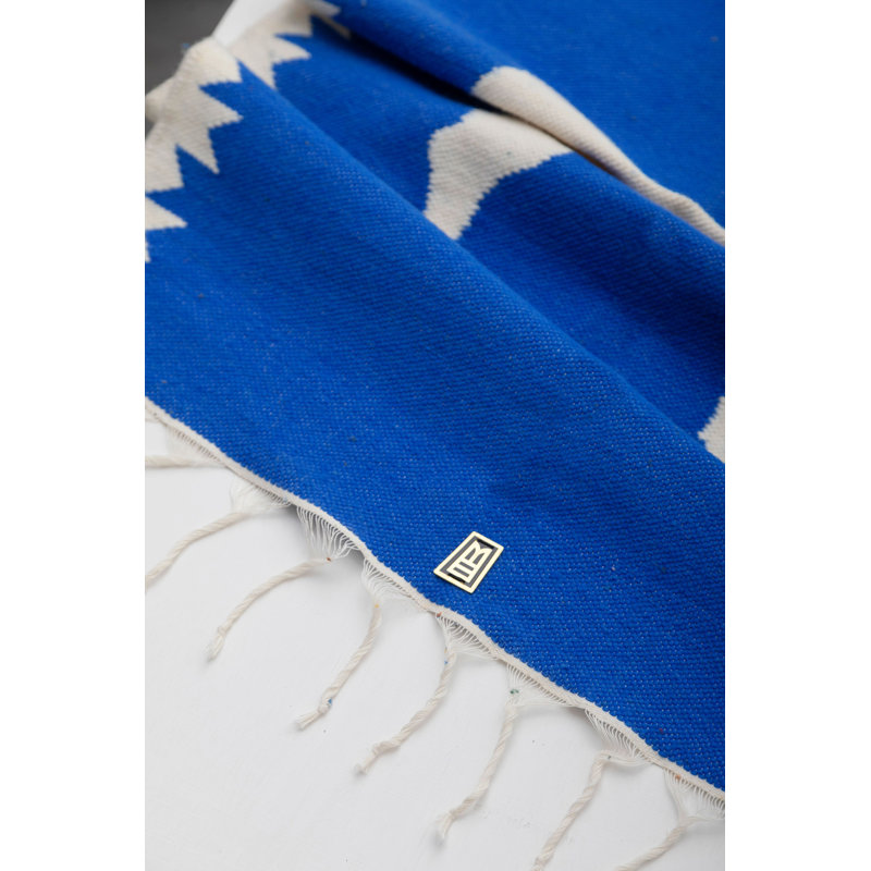 Llama Sheep Wool Handwoven Tapestry, Aged Bronze Wall Mount, Terracota, Lapis Blue