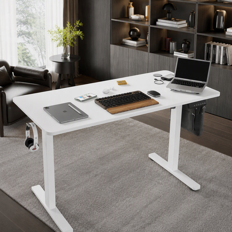 Bureau debout électrique STary avec hauteur réglable et planche d'épissure pour le bureau à domicile, favorisant la santé ergonomique et la productivité.