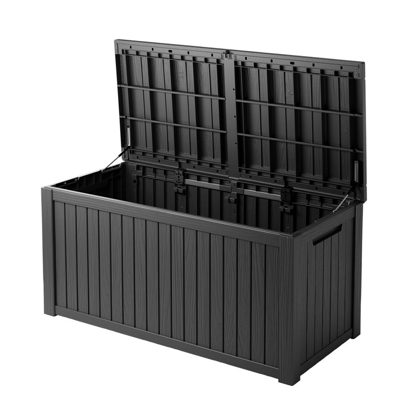 Decksplore 210 Gallons Water Resistant Resin Lockable Deck Box, Black