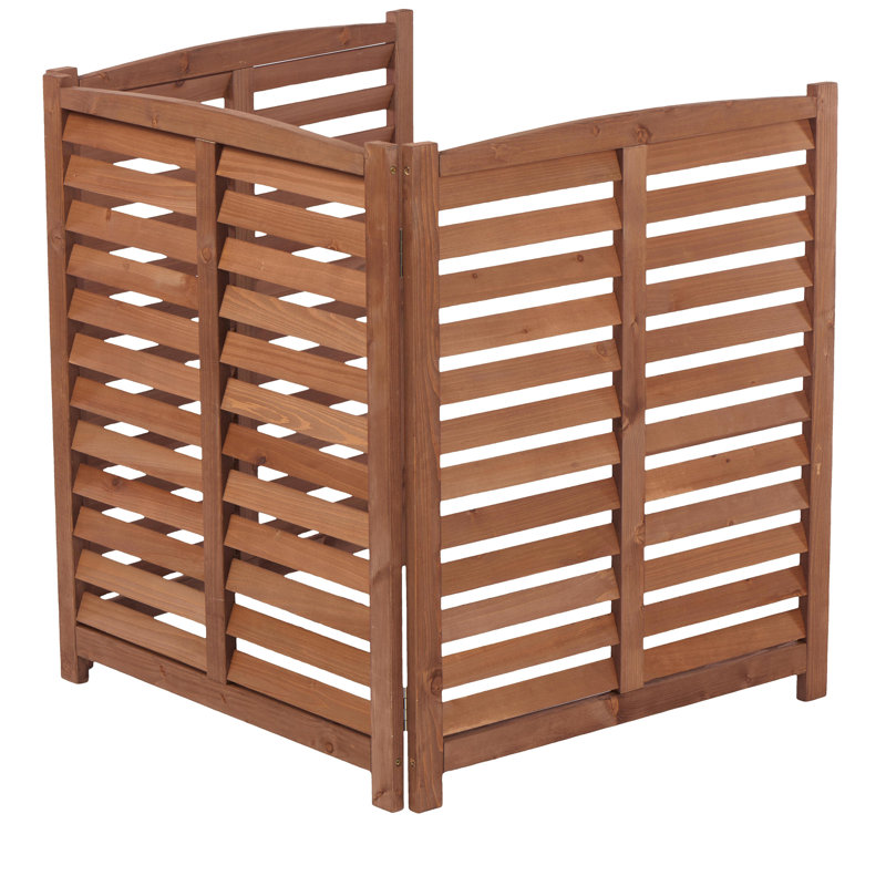 Clôture de climatiseur extérieur en bois l 32 po x H 38 po avec 3 panneau (s) inclus , Brun