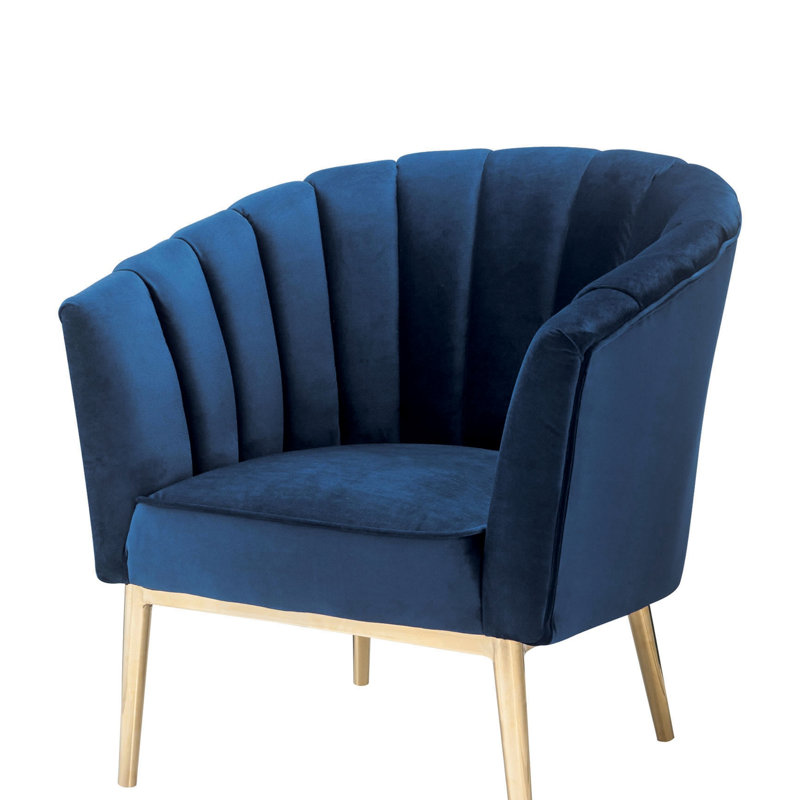 Chaise d'appoint Colla en velours bleu minuit et finition dorée