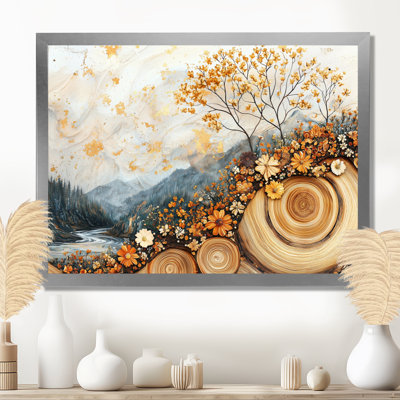 Germut fleurs d'automne brunes sur glissades sur bois II - Art mural fleurs sauvages