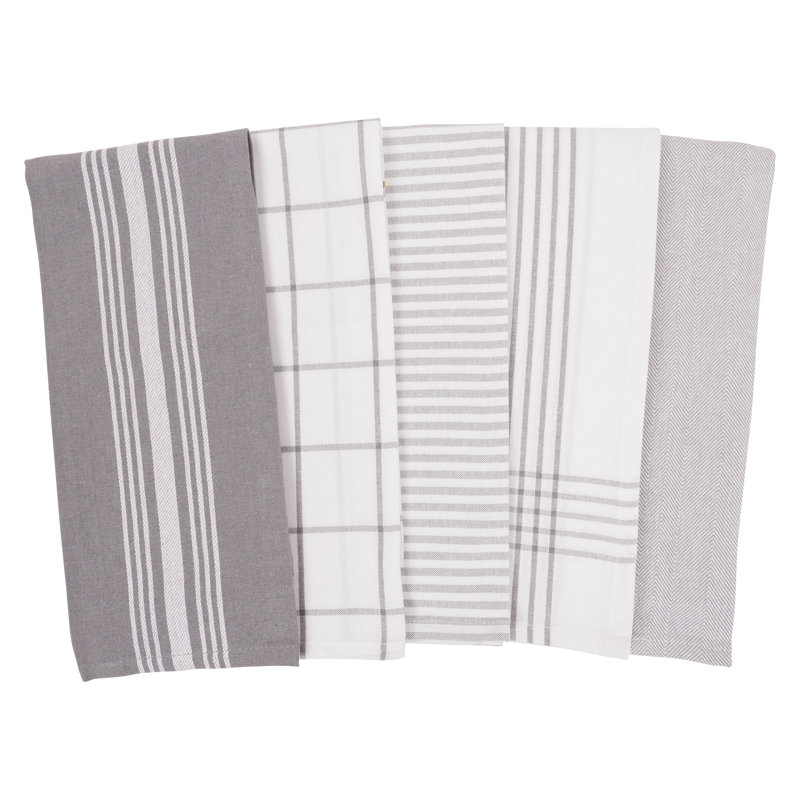 Cotton Stripe Jacquard Tea Towel Kitchen Towel, Grey