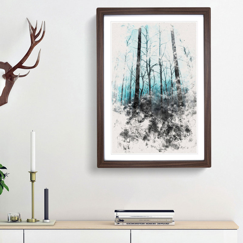 Misty Forest - Picture Frame Painting Print, Walnut Framed, 63cm H x 45cm W x 2cm D