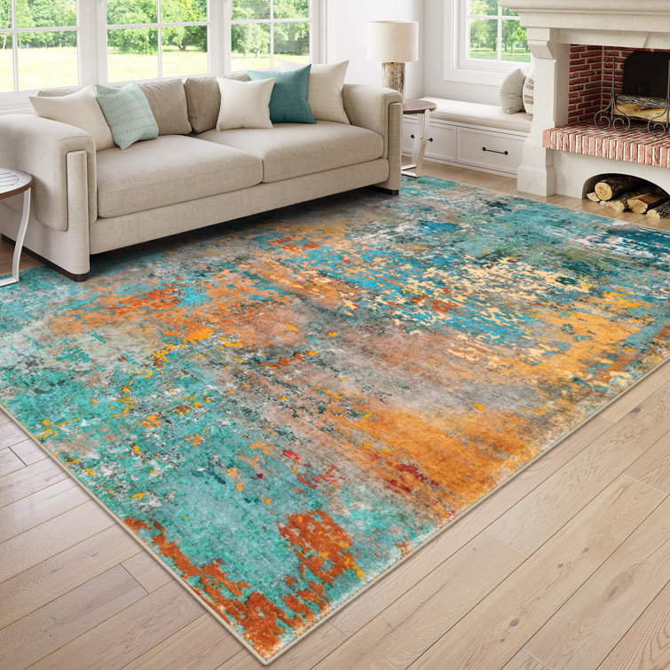 Kayo Modern Abstract Washable Area Rugs for Bedroom Soft Large Accent Carpet for Living Room Home Decor