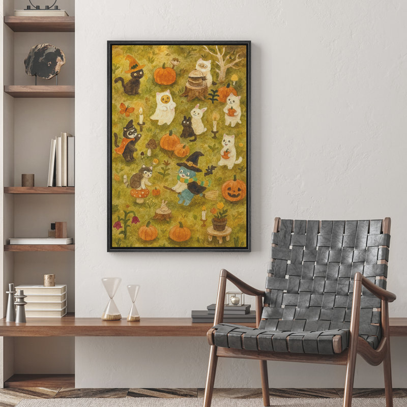 Mignon fantôme, impression sur toile encadrée, décoration murale d'Halloween, H 36 po x l 24 po, Noir