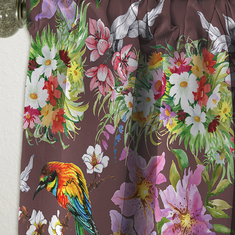 Panneau de rideau simple occultant en velours à motif floral, L 52 po x L 84 po