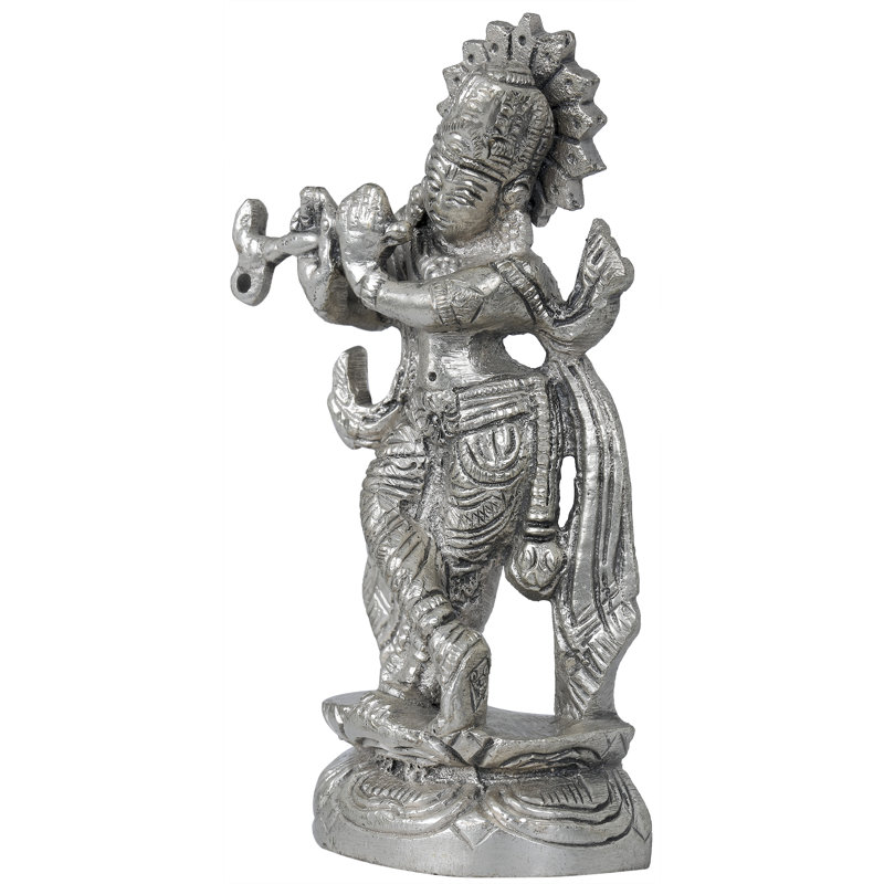 Figurine lord Krishna en laiton, Argent