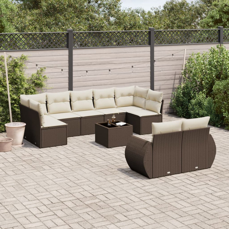 Ensemble de canapé de jardin Vidaxl brun et crème