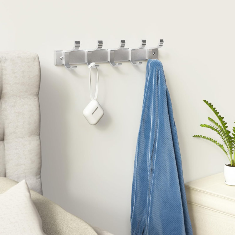 Graddy Metal Wall 10 - Hook Wall Mounted Coat Rack, Silver