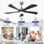Ventilateur de plafond industriel moderne réversible à moteur à courant continu de 52 pouces à 52 vitesses avec lumières, nickel satiné-130156496-130156497