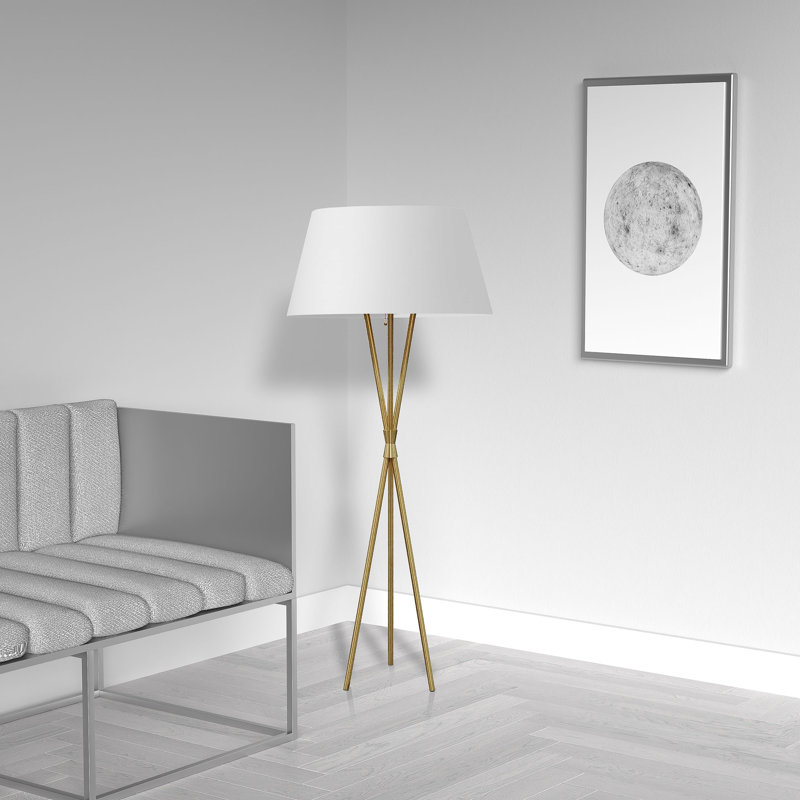 Lampe sur pied 150 noir mat, gris, Doré