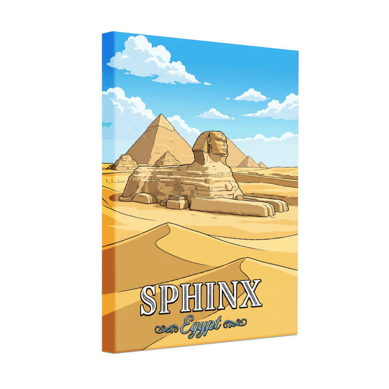 Statue Sphinx Pyramide du désert, H 16 po x l 24 po, Toile tendue, Ne s’applique pas