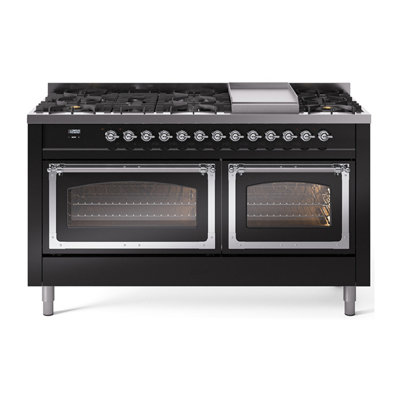 ILVE Nostalgie II Noblesse 60 in Dual Fuel Range, 9 Burner, Griddle