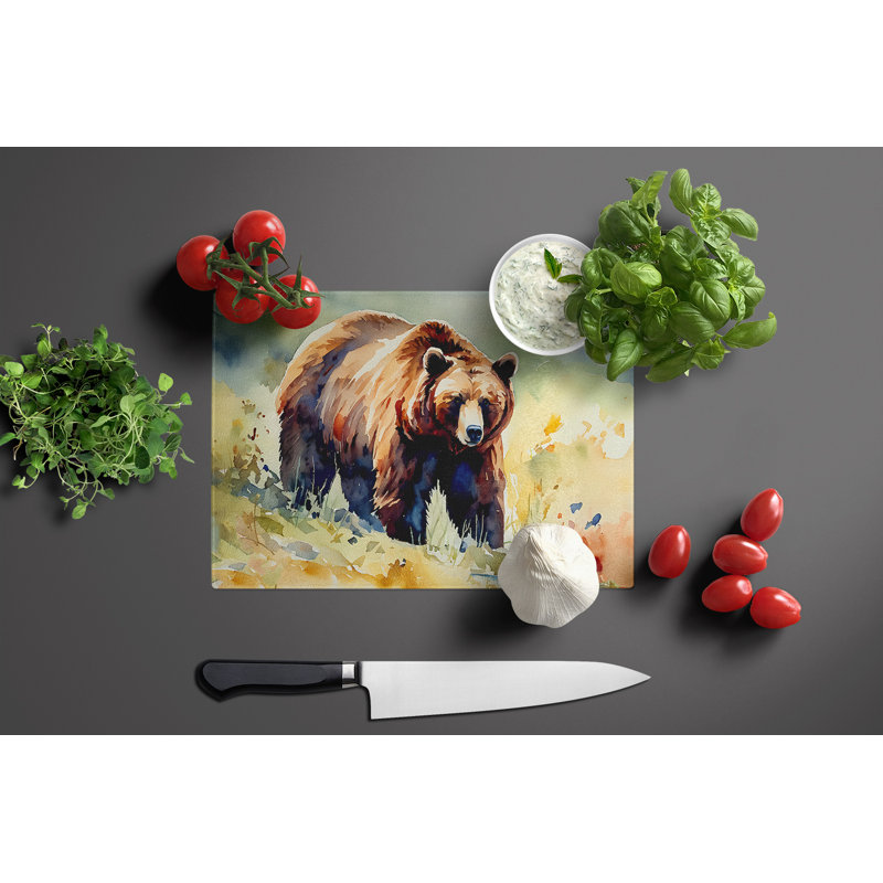 Grizzly Bear Glass Cutting Board Large