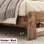 Structure de lit plateforme pleine grandeur en bois avec tête de lit à DEL, 2, bruit, sans sommier, facile à assembler, sous le rangement, tablette rétro, prises de courant standard brun foncé, style,